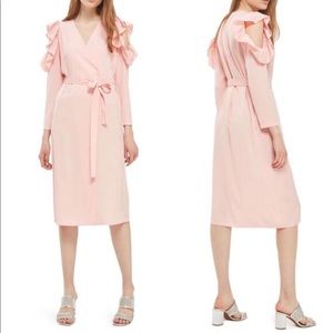 TOPSHOP COLD SHOULDER WRAP DRESS